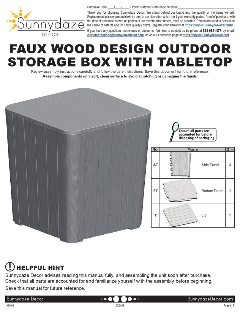 Sunnydaze Decor FAUX WOOD DESIGN OUTDOOR STORAGE BOX WITH... manual