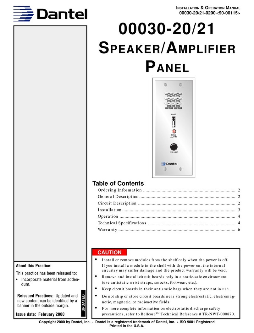 Dantel 00030-20 Installation & operation manual