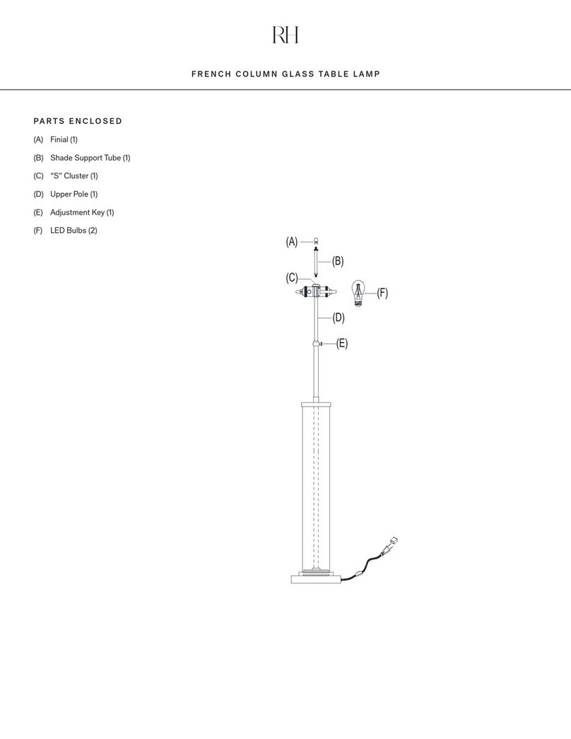 RH FRENCH COLUMN GLASS TABLE LAMP User manual RH FRENCH COLUMN GLASS TABLE LAMP User manual