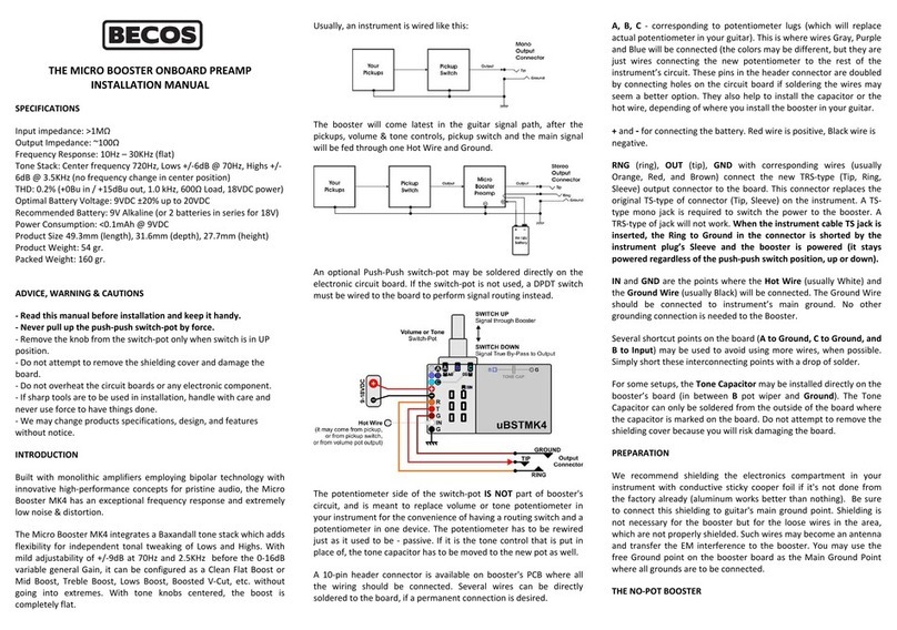 Becos MICRO BOOSTER installation manual