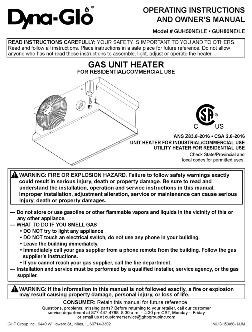 Dyna-Glo GUH50NE/LE Operating instructions and owner's manual