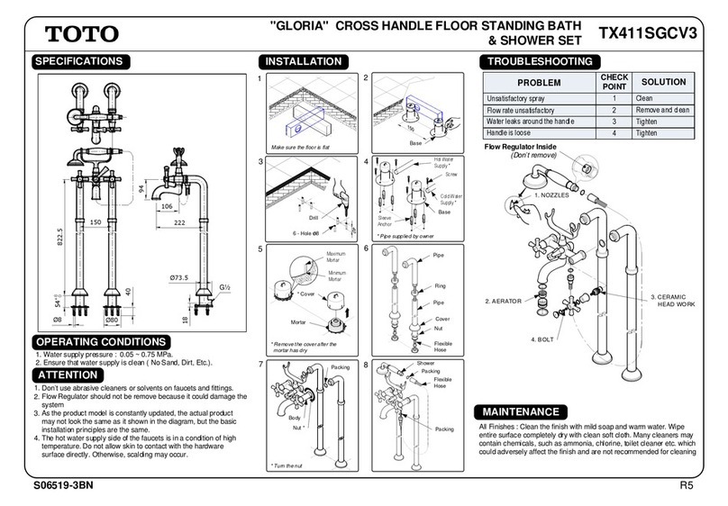 Toto GLORIA TX411SGCV3 quick start guide
