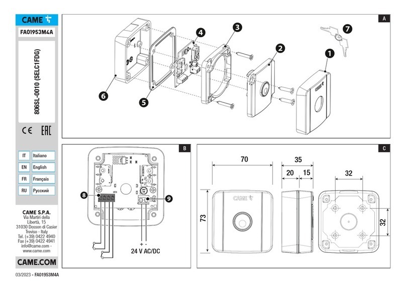 CAME 806SL-0010 User manual