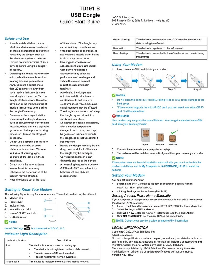 JACS TD191-B quick start guide