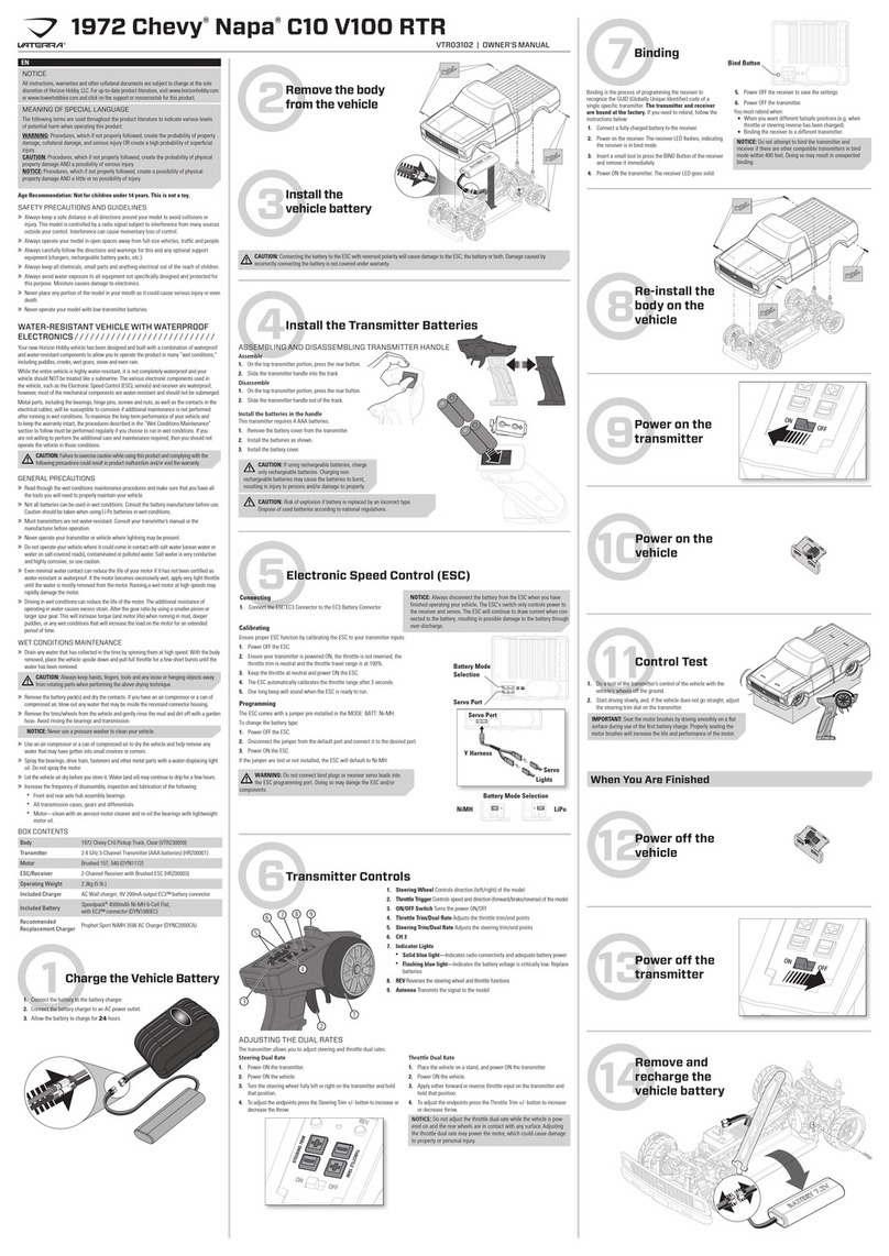 Horizon Hobby LOSI 72 CHEVY C10 V100 RTR owner's manual