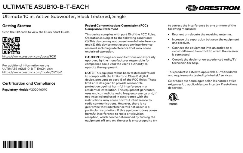 Crestron ULTIMATE ASUB10-B-T-EACH User manual