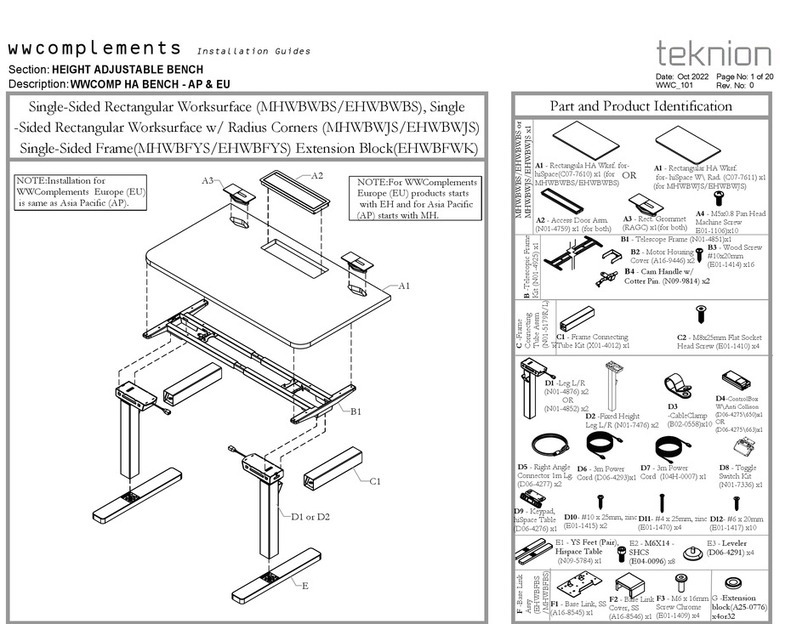 Teknion WWComplements WWCOMP HA Operating and maintenance instructions Teknion WWComplements WWCOMP HA Operating and maintenance instructions
