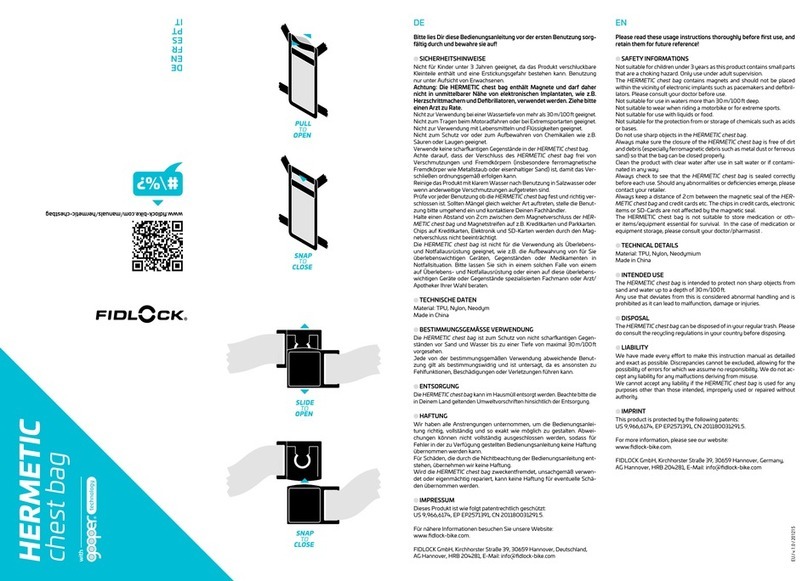 Fidlock HERMETIC Chest Bag Parts list manual
