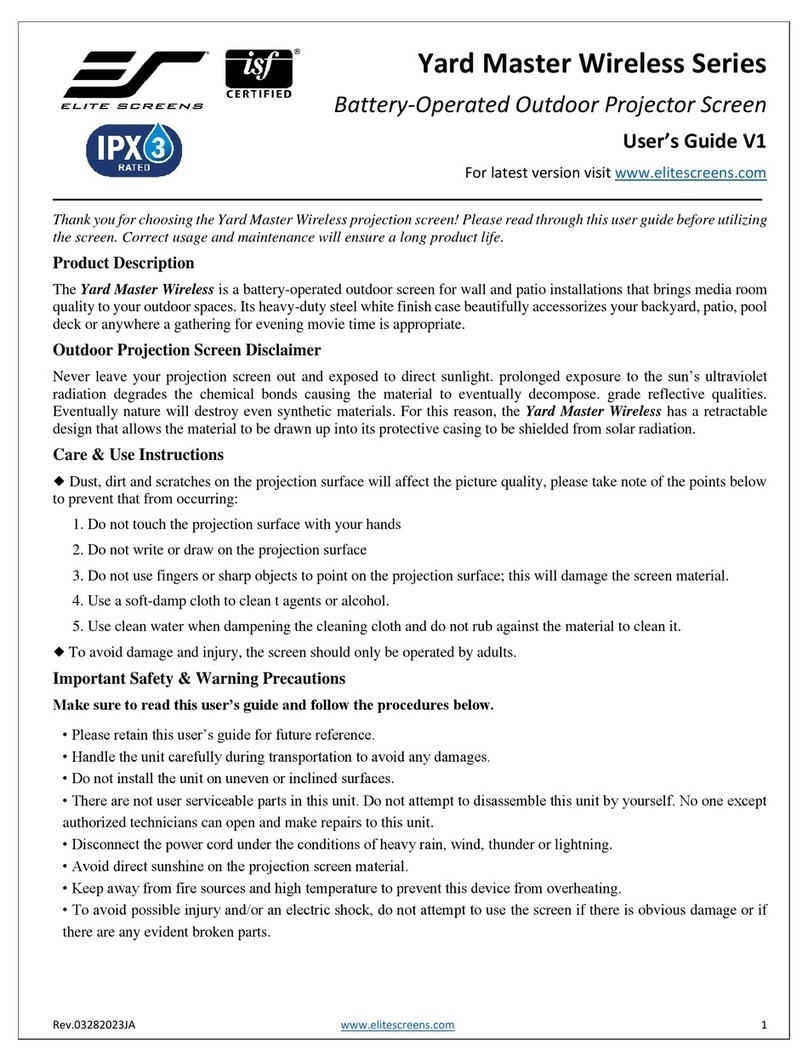 Elite Screens Yard Master OMS125WHT-BAT-ELEC user guide
