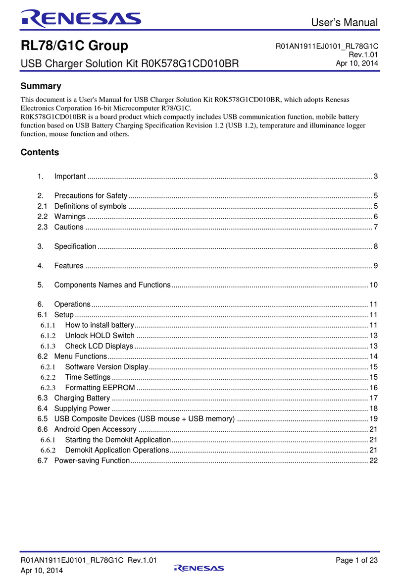 Renesas R0K578G1CD010BR User manual
