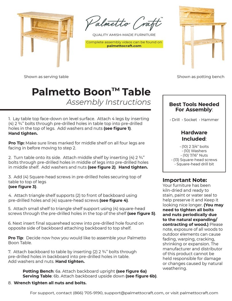 Palmetto Craft Palmetto Boon Table Assembly instructions