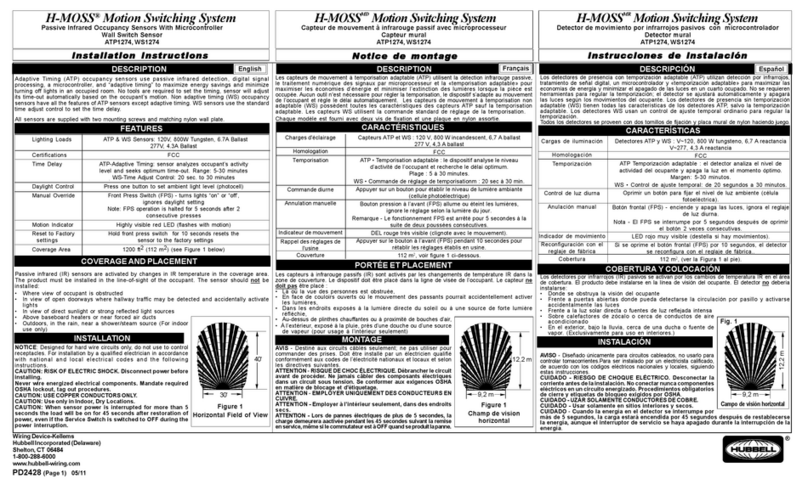 Hubbell H-MOSS ATP1274 installation instructions