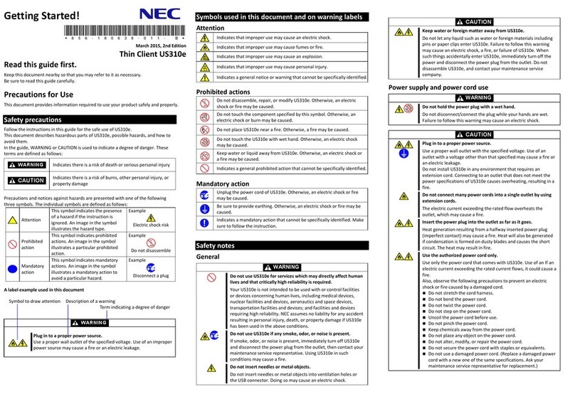 NEC Thin Client US310e User manual