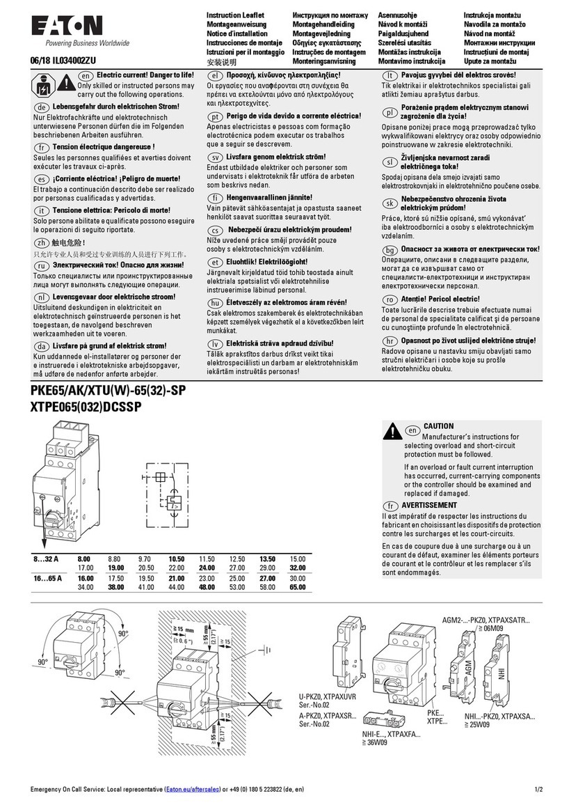 Eaton PKE65/AK/XTU-65-SP Instruction leaflet