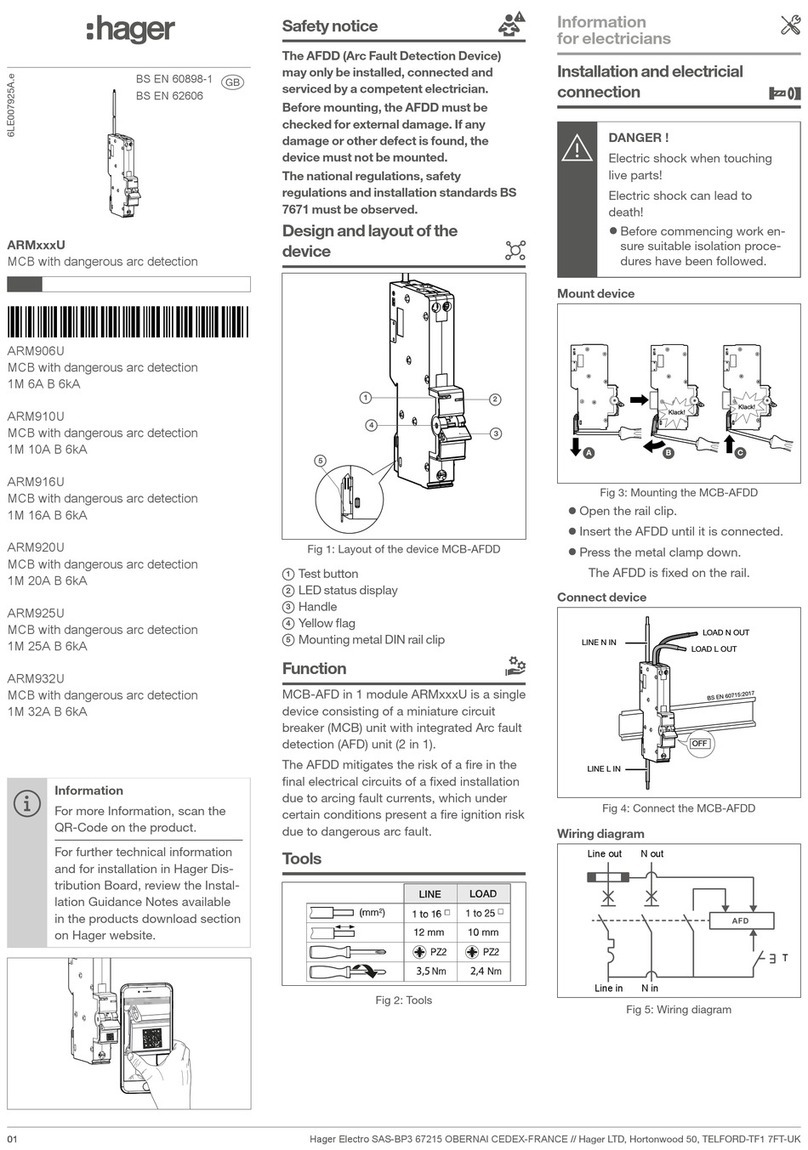 hager ARM U Series instruction manual