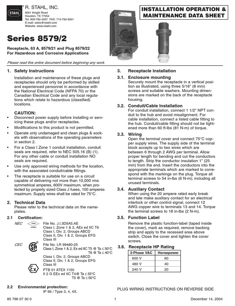 Stahl 8579/2 Series Installation operation & maintenance data Stahl 8579/2 Series Installation operation & maintenance data