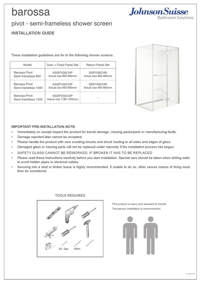 JohnsonSuisse Barossa Pivot Semi-frameless 900 installation guide JohnsonSuisse Barossa Pivot Semi-frameless 900 installation guide