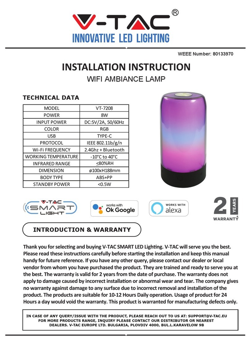 V-TAC VT-7208 Installation instruction V-TAC VT-7208 Installation instruction