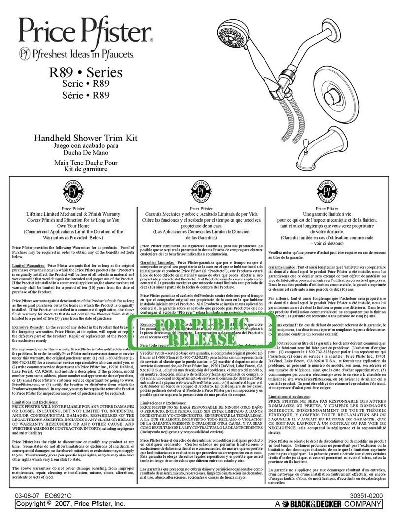 Black & Decker Price Pfister R 89 Series User manual Black & Decker Price Pfister R 89 Series User manual