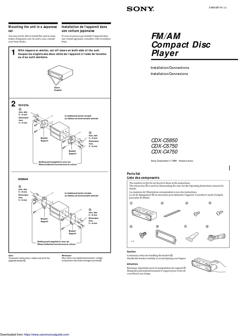 Sony CDX-C5850 - Fm/am Compact Disc Player Installation/connections