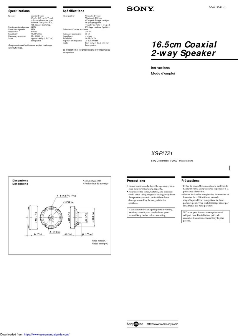 Sony XS-F1721 instructions