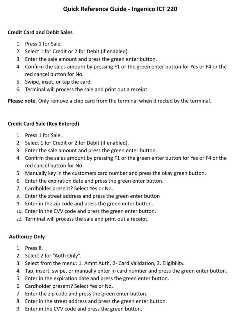 Ingenico ICT 220 Quick reference guide