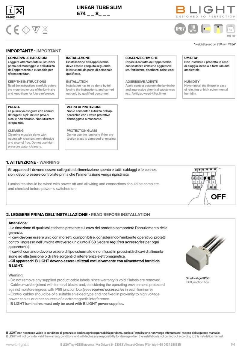 B LIGHT LINEAR TUBE SLIM 674 8 Series Installation