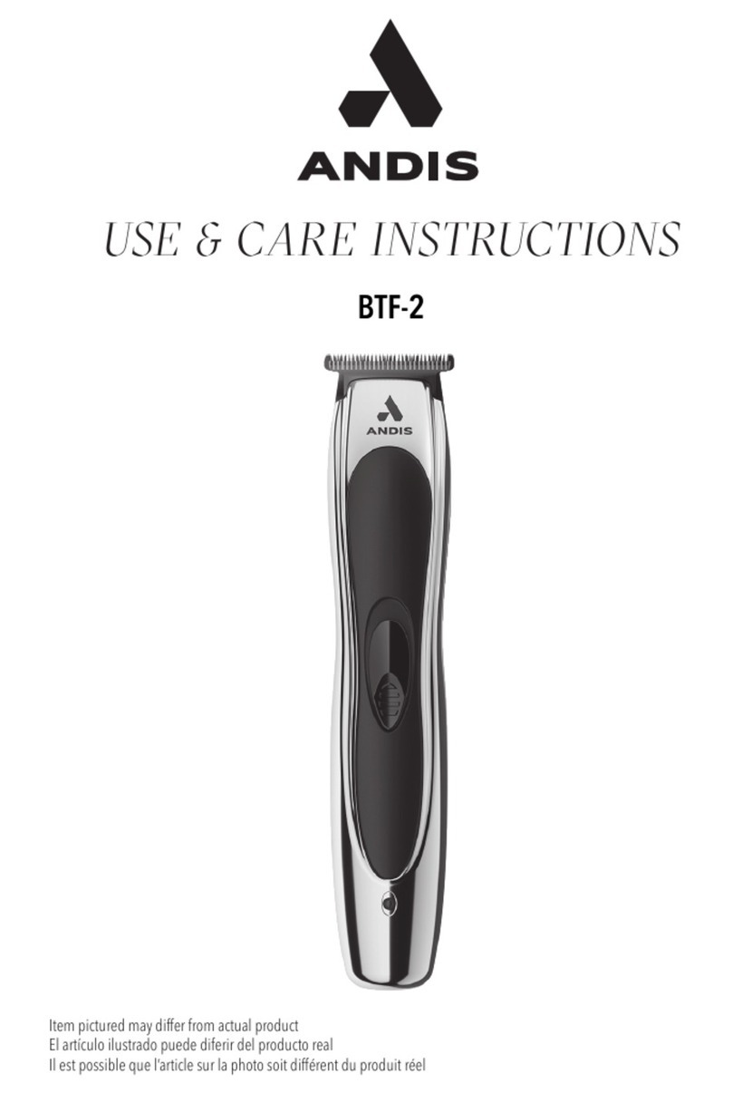 Andis BTF2 Quick reference guide