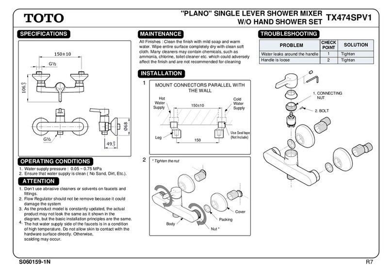 Toto PLANO TX474SPV1 quick start guide