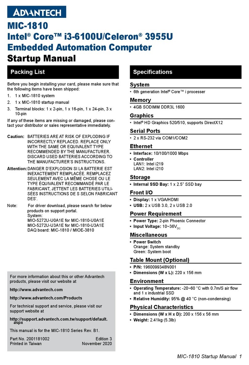 Advantech MIC-1810 Installation and operation manual