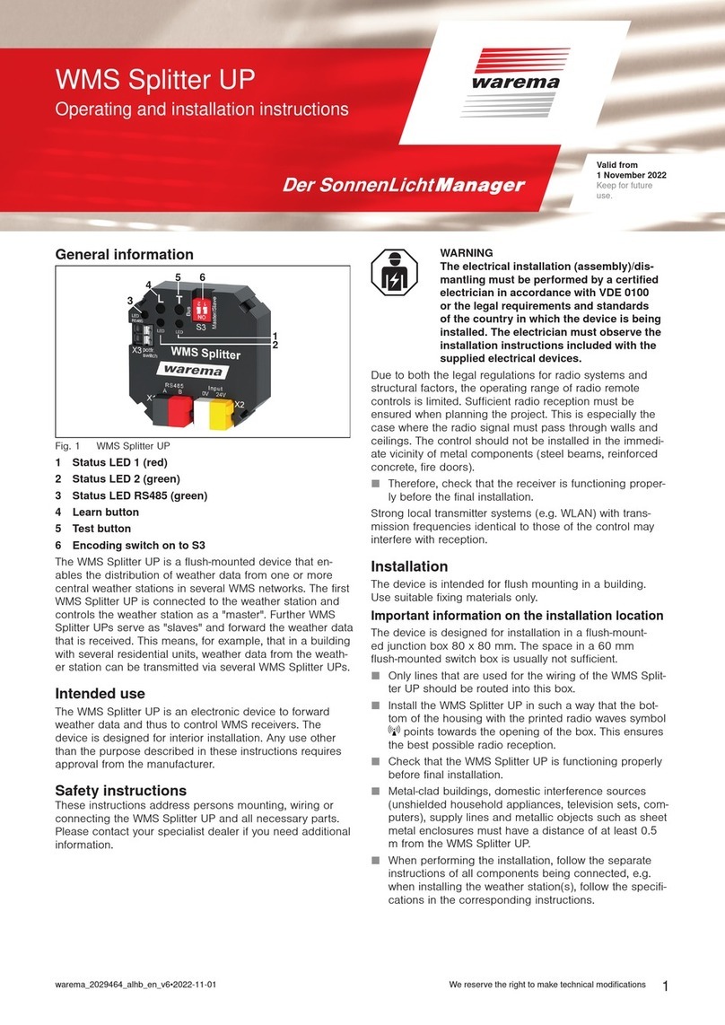 WAREMA WMS Splitter UP Operating and installation instructions