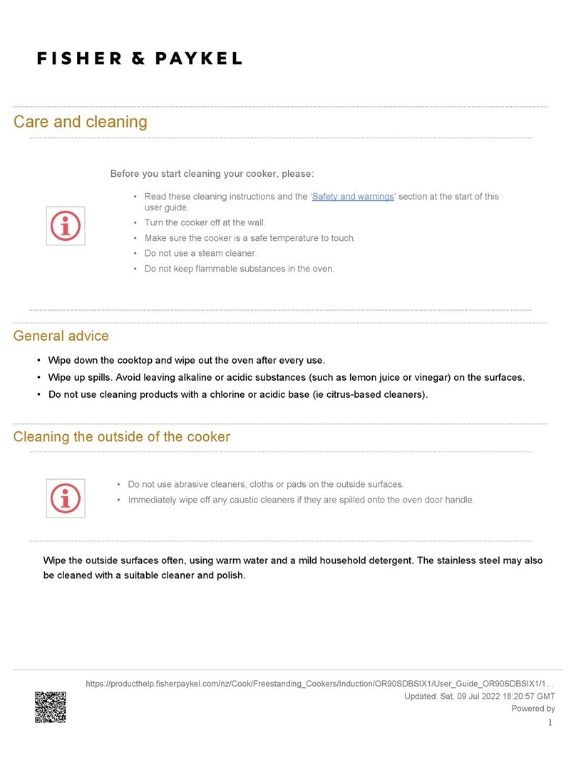 Fisher & Paykel OR90SDBSIX1 Care and cleaning