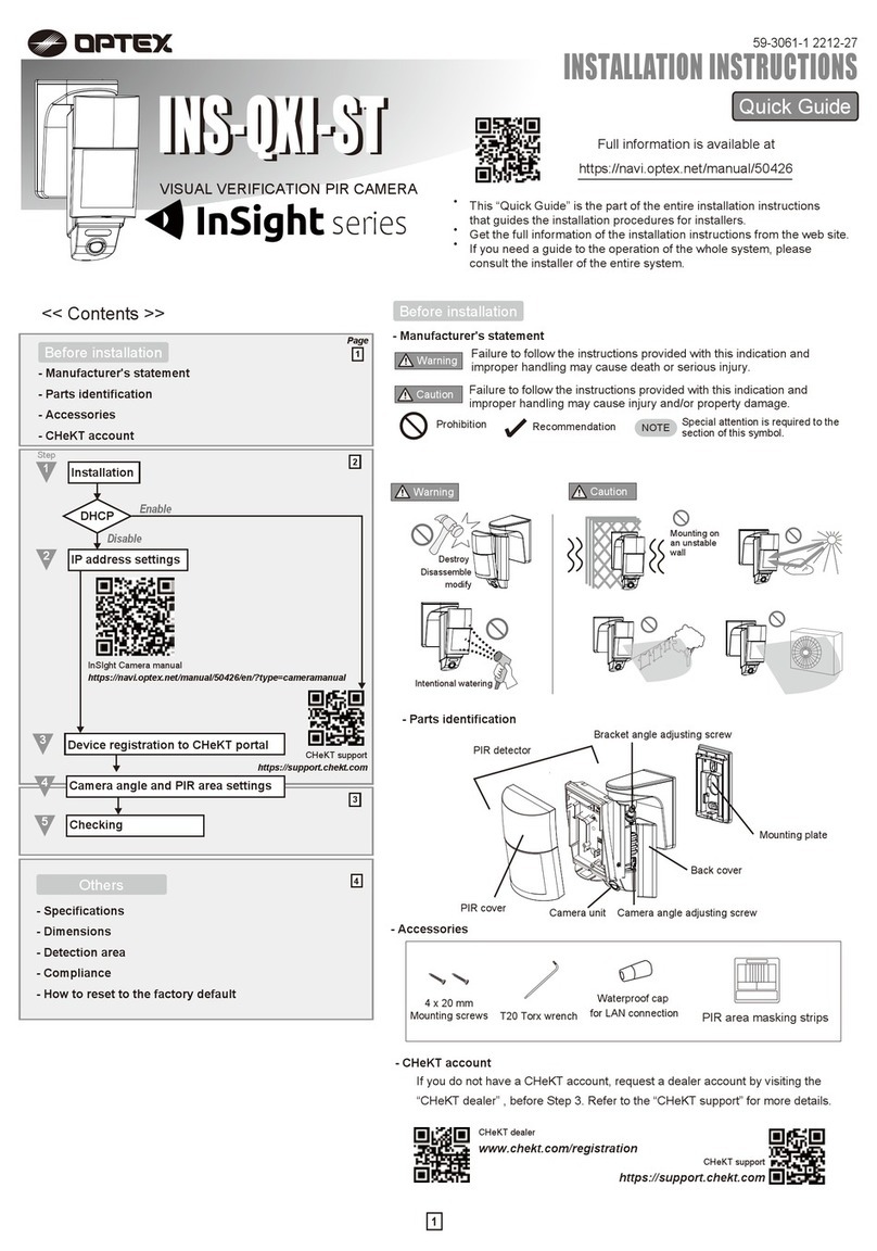 Optex InSight Series installation instructions
