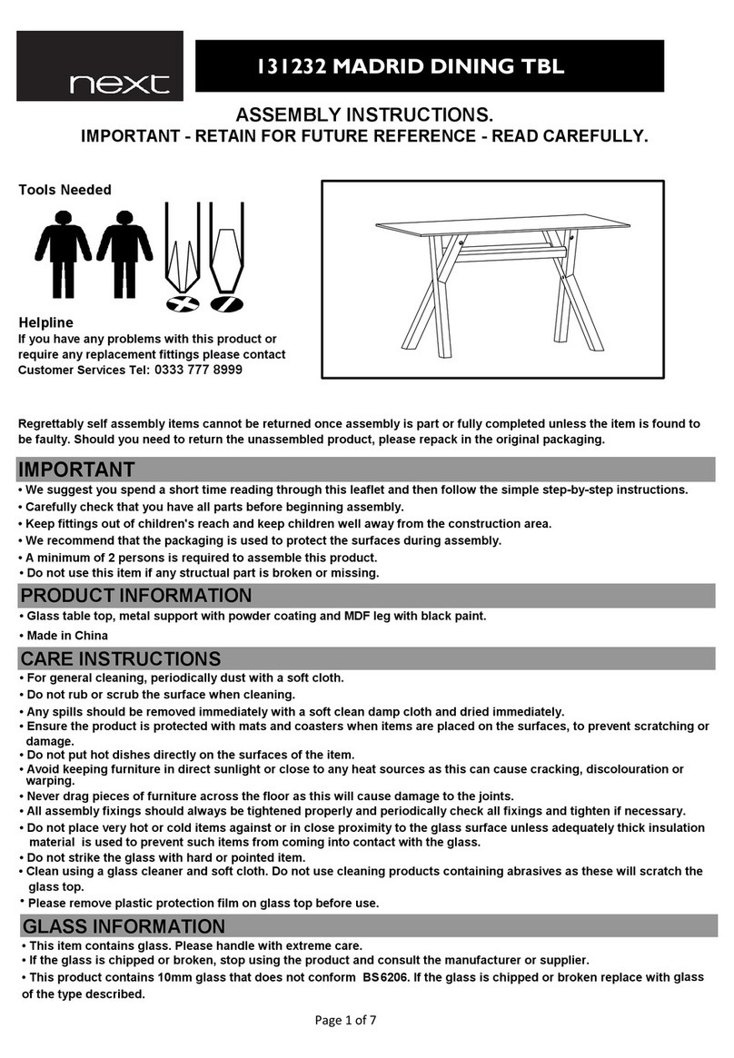 Next MADRID DINING TBL 131232 User manual Next MADRID DINING TBL 131232 User manual