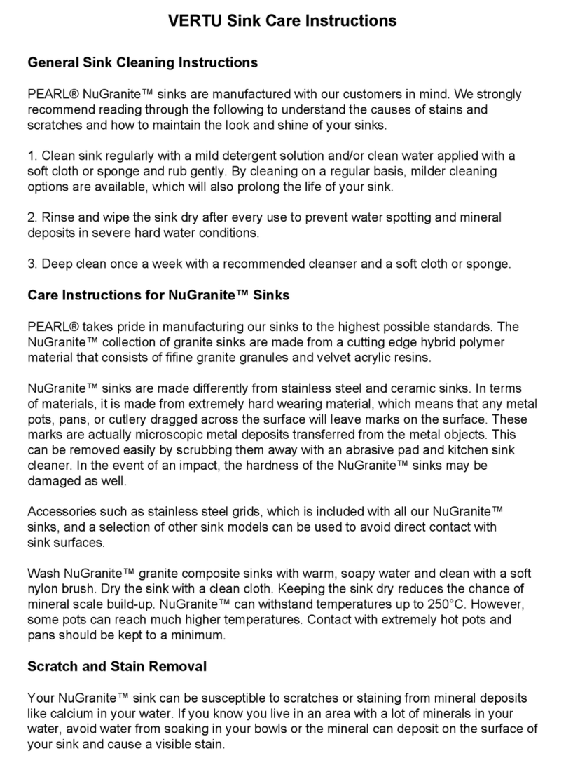 Pearl NuGranite VERTU Care Instructions