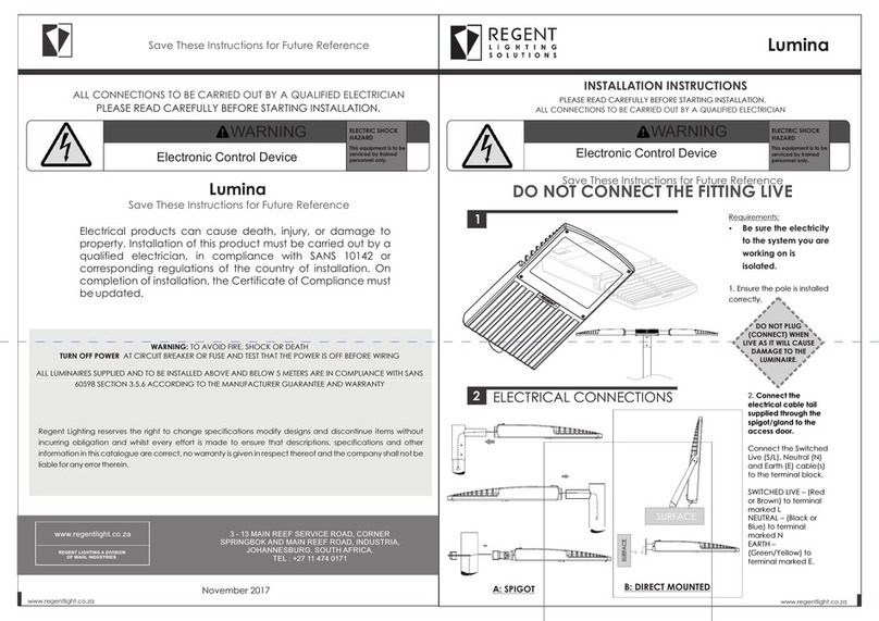 Regent Lighting Solutions Lumina installation instructions Regent Lighting Solutions Lumina installation instructions