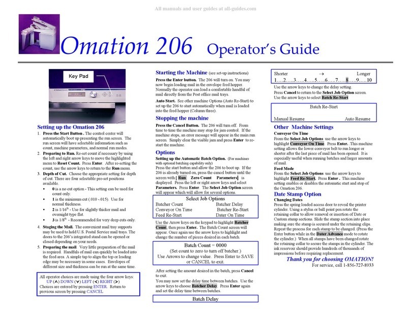 Opex Omation 206 Operator's guide