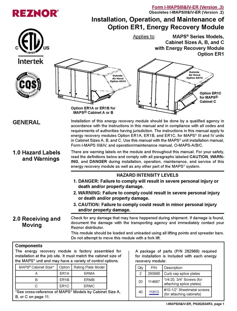 Reznor MAPS Series Installation and operating instructions