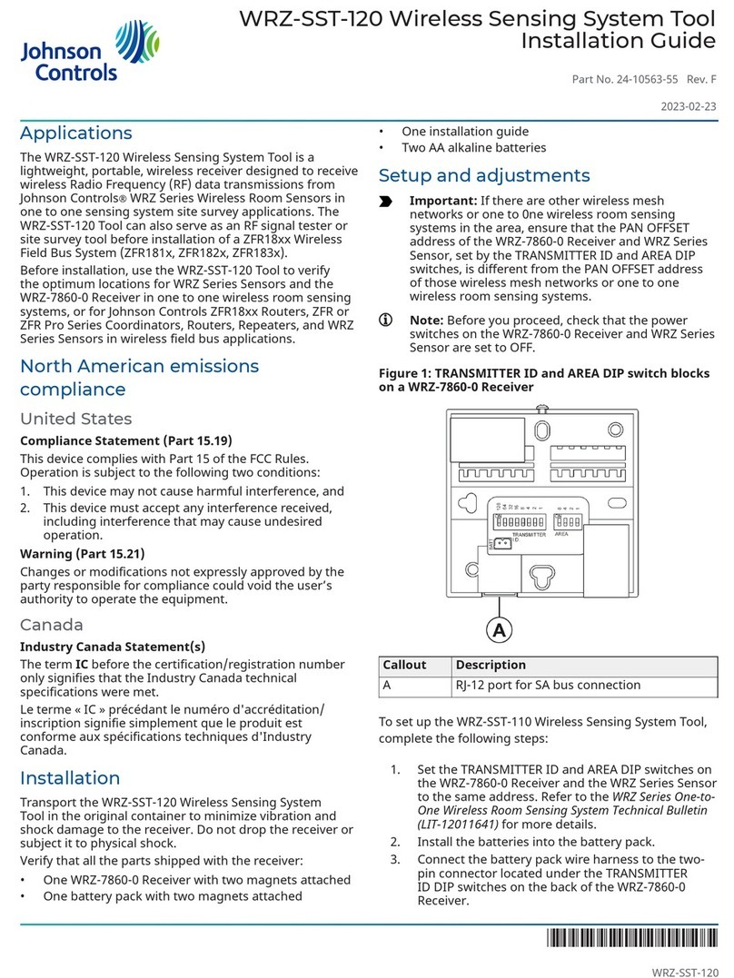 Johnson Controls WRZ-SST-120 User manual