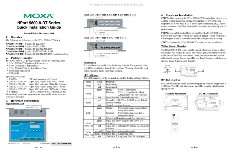 Moxa Technologies NPort 5600-8-DT Quick installation guide Moxa Technologies NPort 5600-8-DT Quick installation guide