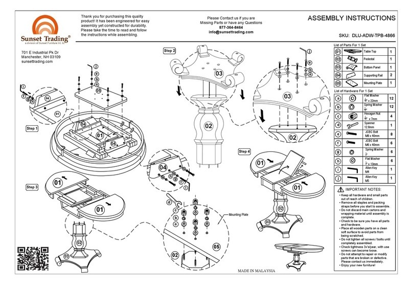 Sunset Trading DLU-ADW-TPB-4866 Assembly instructions