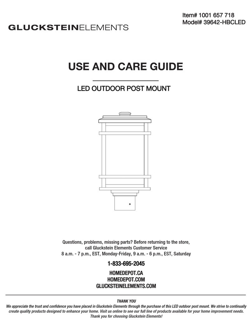 GLUCKSTEIN ELEMENTS 39642-HBCLED Use and care guide