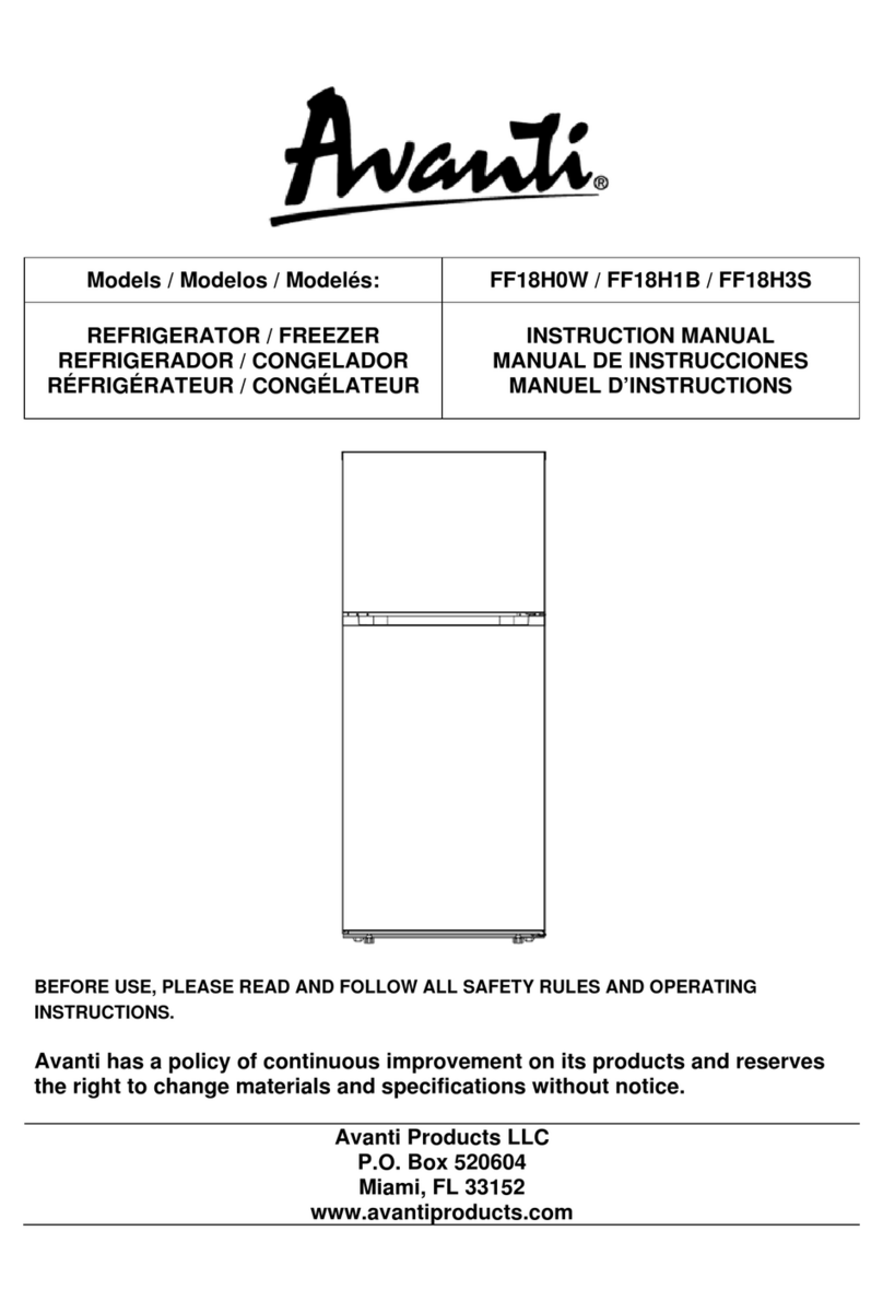 Avanti FF18H0W instruction manual