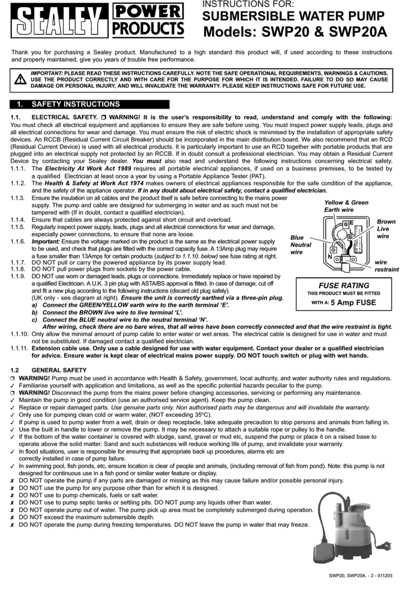 Sealey SWP20 instructions