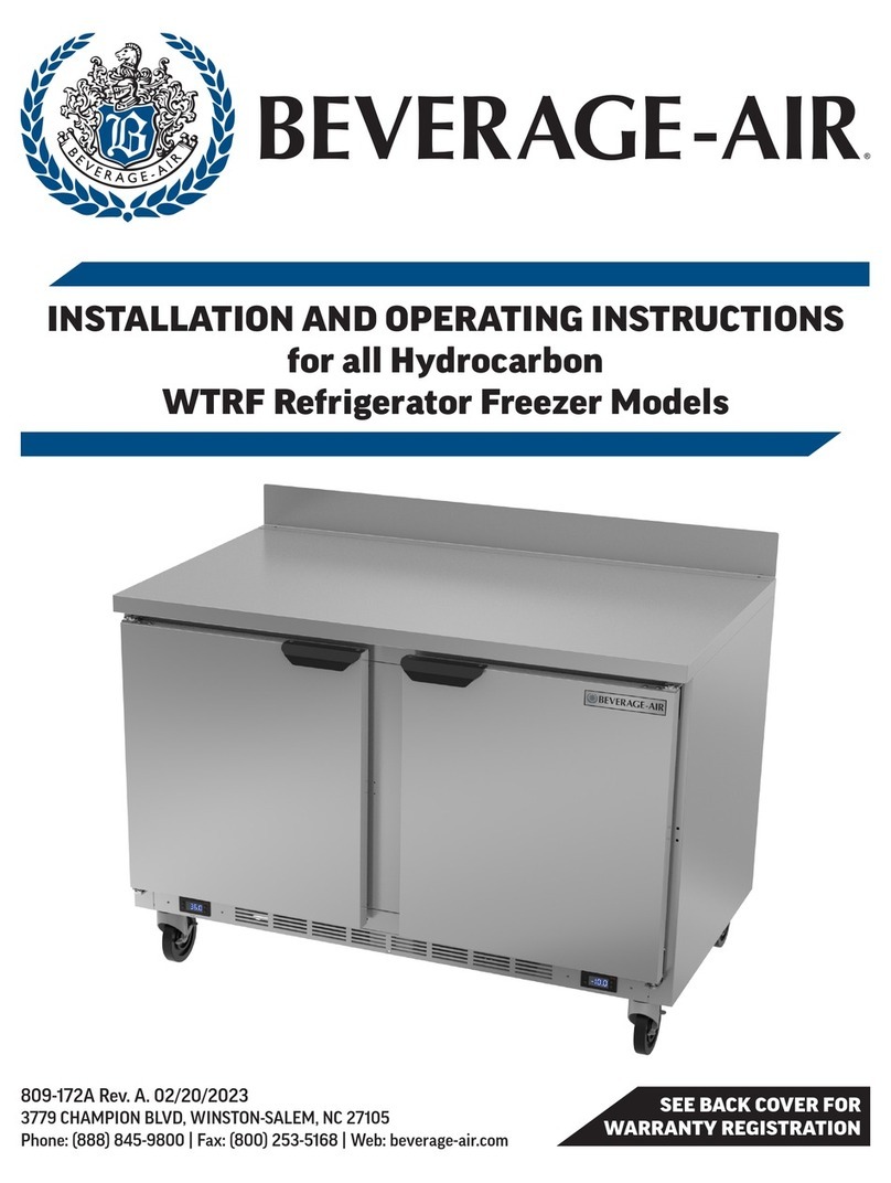 Beverage-Air WTRF Series Installation and operating instructions