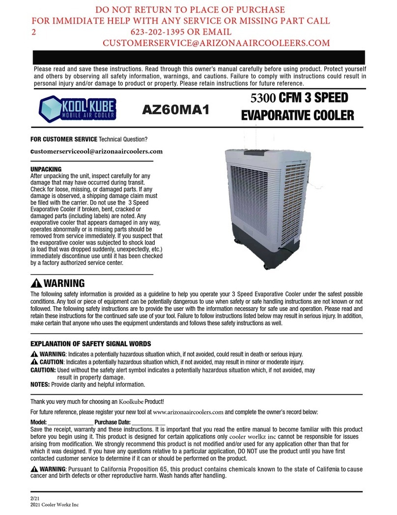 Arizona Air Coolers KOOL KUBE AZ60MA1 manual
