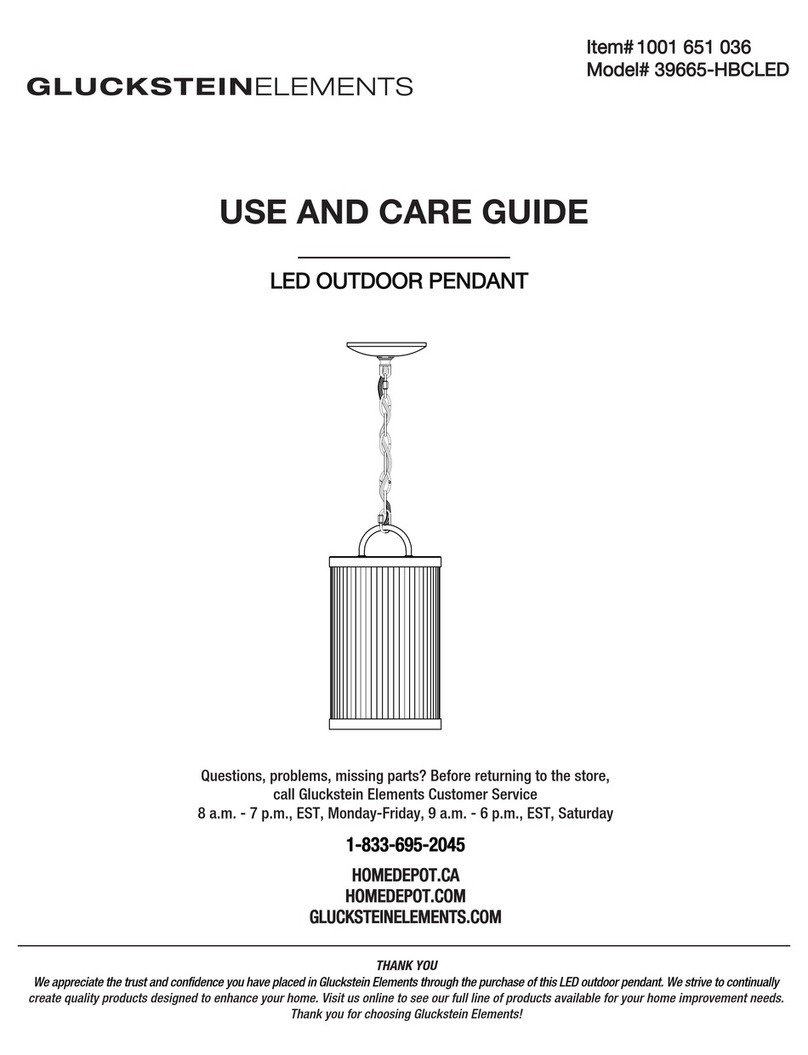 GLUCKSTEIN ELEMENTS 39665-HBCLED Use and care guide