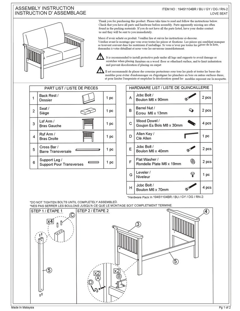Homelegance 194S1104BR-2 Assembly instruction