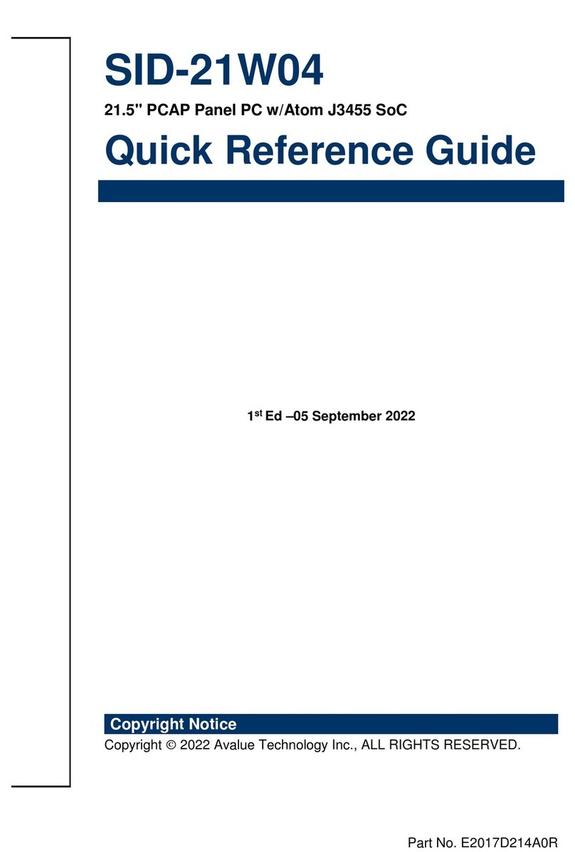 Avalue Technology SID-21W04 Quick reference guide