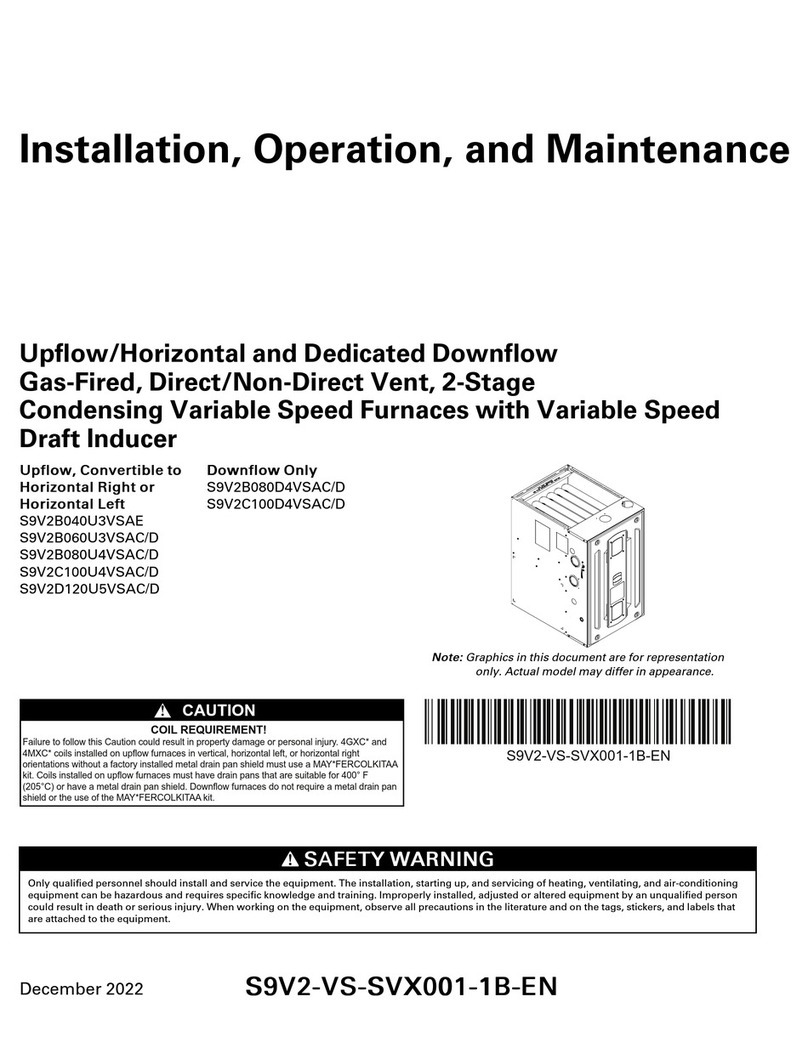 Trane S9V2B040U3VSAE Installation and operating instructions